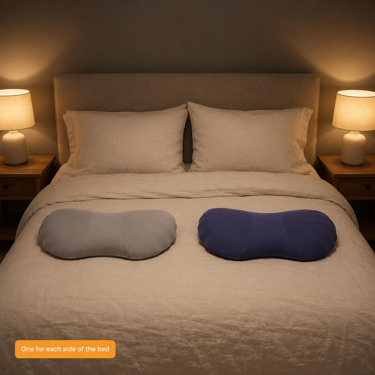 Couple's Set — one NightLift for each side of the bed, gray and purple blue